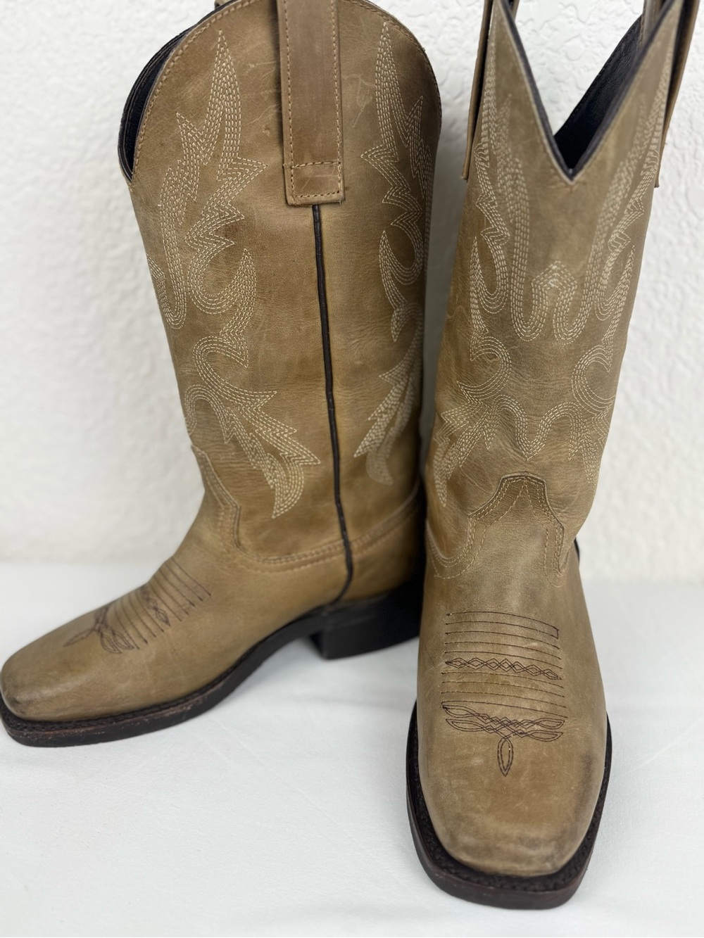 Masterson Western Boots | Distressed Tan Leather | Women's 6M | Made in Mexico